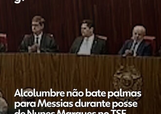 Alcolumbre não bate palmas para Messias durante posse de Nunes Marques no TSE